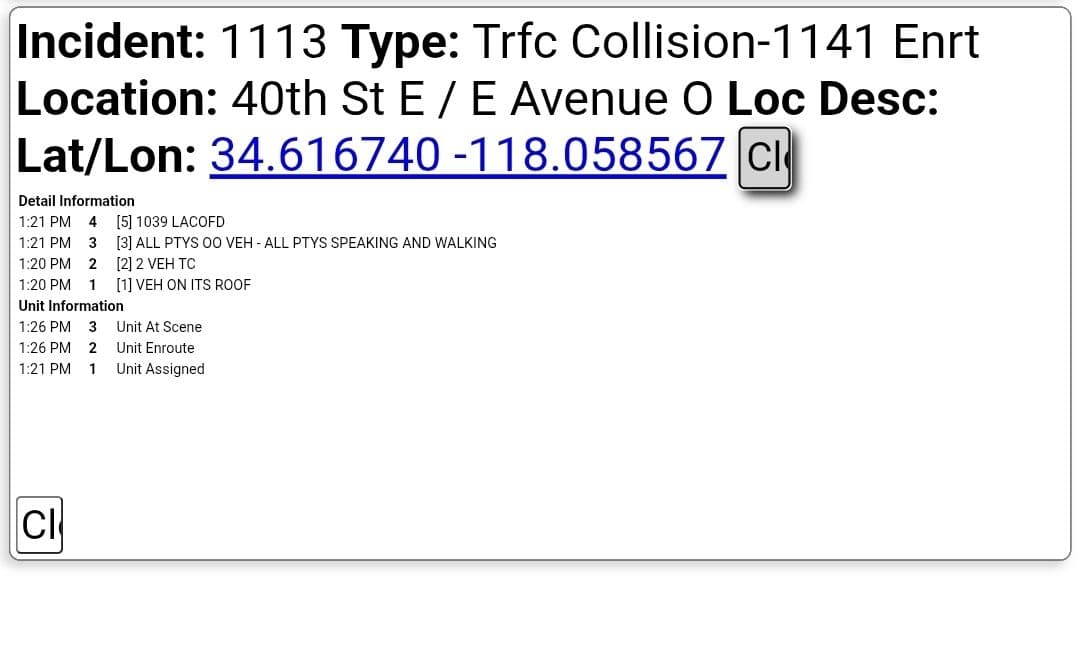 11-79....40th Street East and Avenue O....two vehicle collsion, one overturned on its...