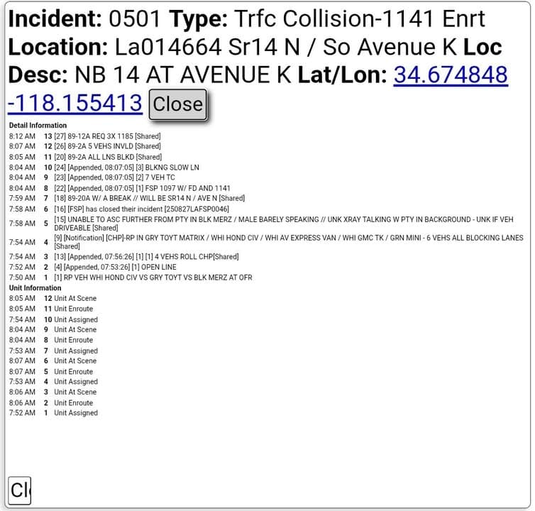 11-79....NB 14 at Avenue K....three vehicle collsion, white Honda Civic, vs gray...