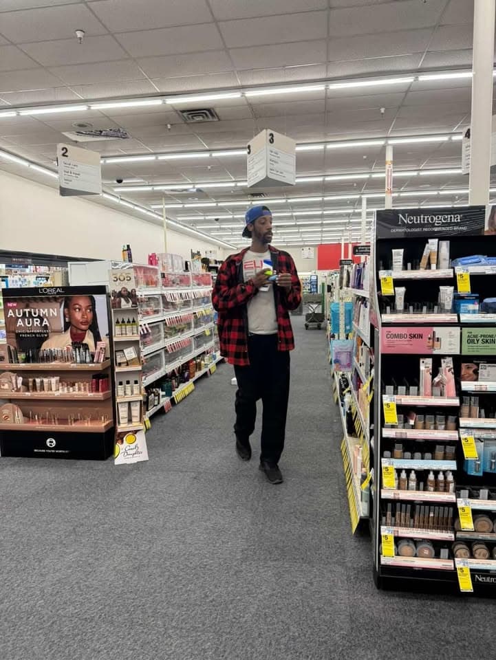 Posting for a follower: This guy just came into the CVS store...