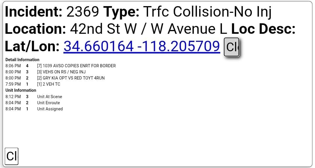 11-82.....Avenue L and 42nd Street West....two vehicle non injury collsion, gray Kia...