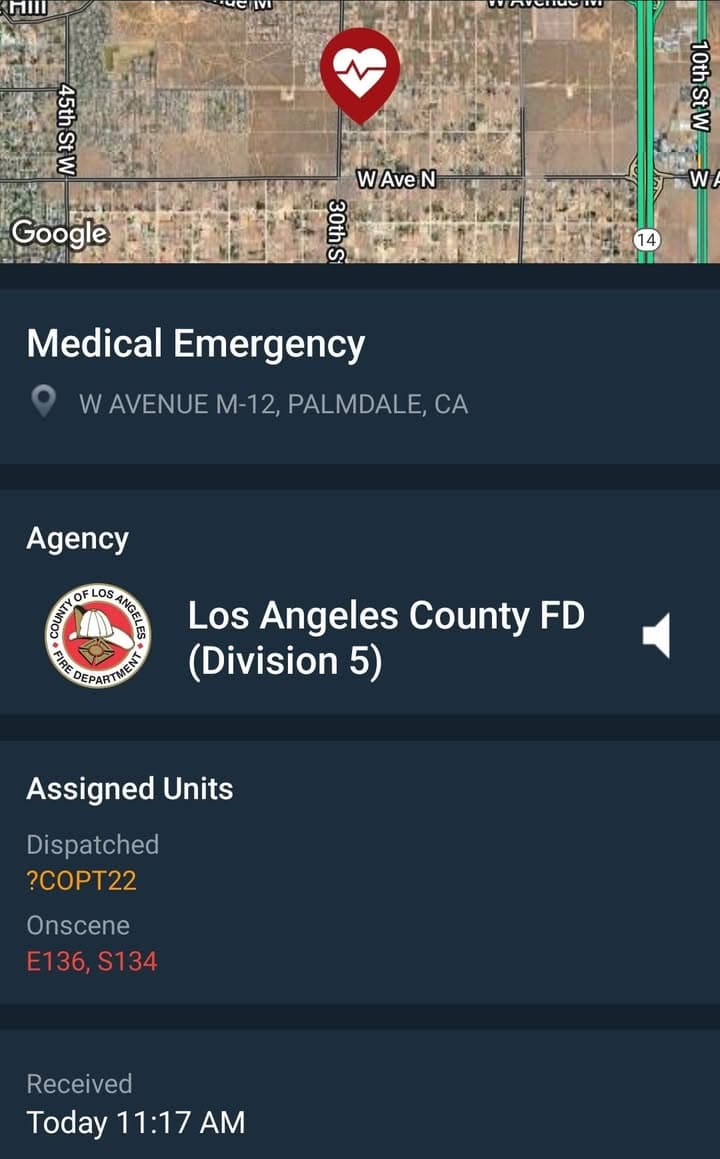 902R....30th Street West and Avenue M-12....baby having siezures.....sheriff and FD enroute code...