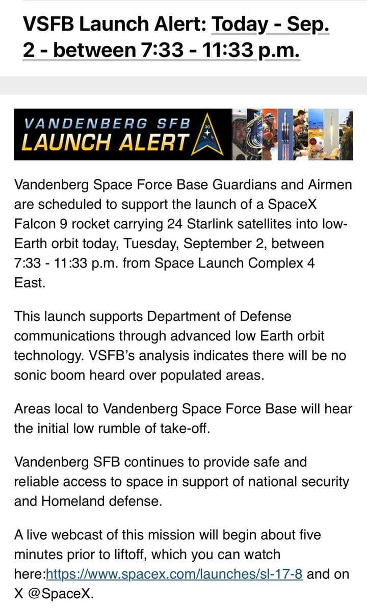 UPDATE: launch now targeted for 8:51pm SpaceX Rocket Launch Scheduled for Tonight...