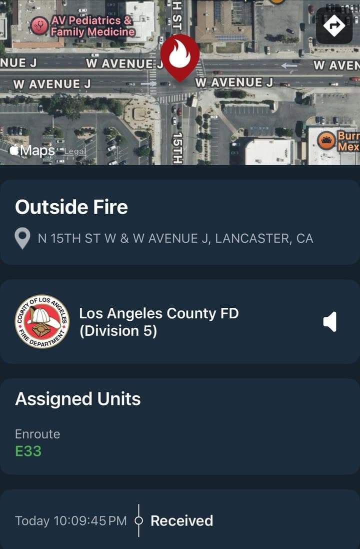 904B…1600 W. Avenue J (AV Hospital)….vegetation fire near hospital…Sheriff and FD enroute...