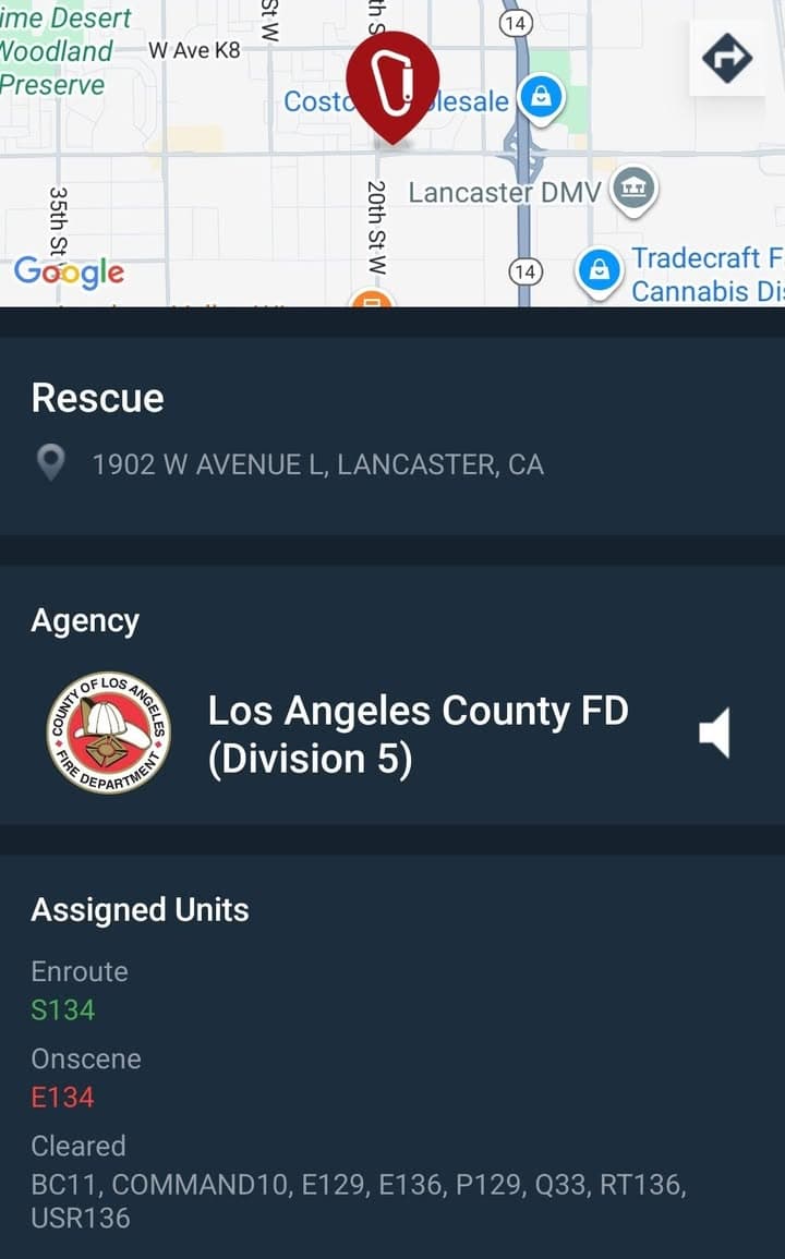 902T/902R....1900 Block of West Avenue L....solo vehicle crashed.....sheriff and FD enroute code...