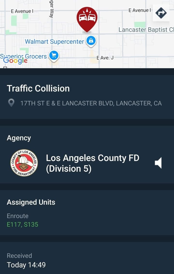 902T/902R....17th Street East and Lancaster Blvd....two vehicle collision in intersection....sheriff and FD...