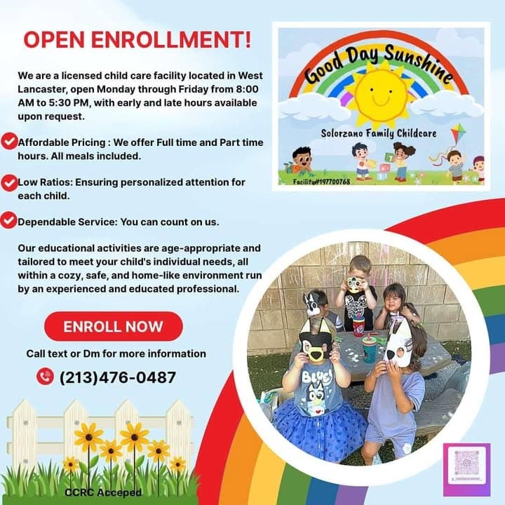 Good Day Sunshine Family Childcare is currently accepting new enrollments . Limited...