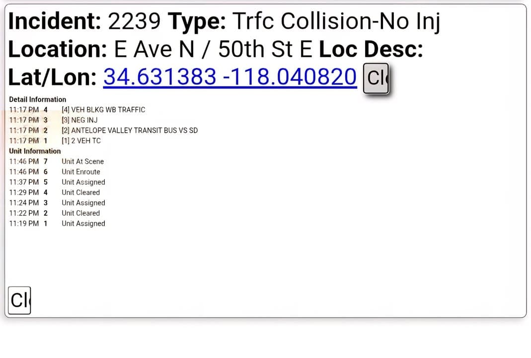 11-82....50th Street East and Avenue N.....AVTA bus vs sedan, no injuries reported,...