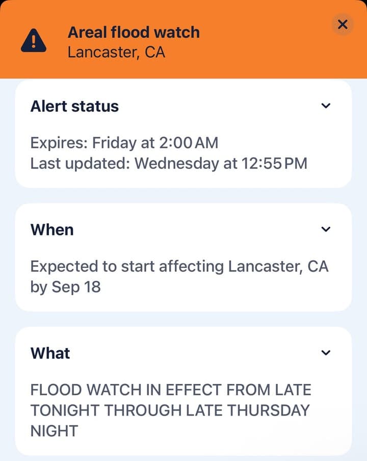 Flash Flood Watch Issued for the Antelope Valley