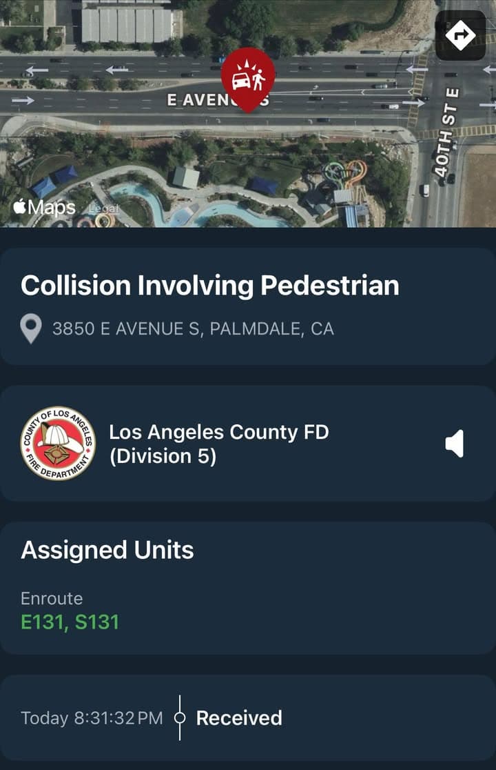 481/902R…3850 E. Avenue S (Dry Town)…employee vehicle hit by a vehicle…employee fell...