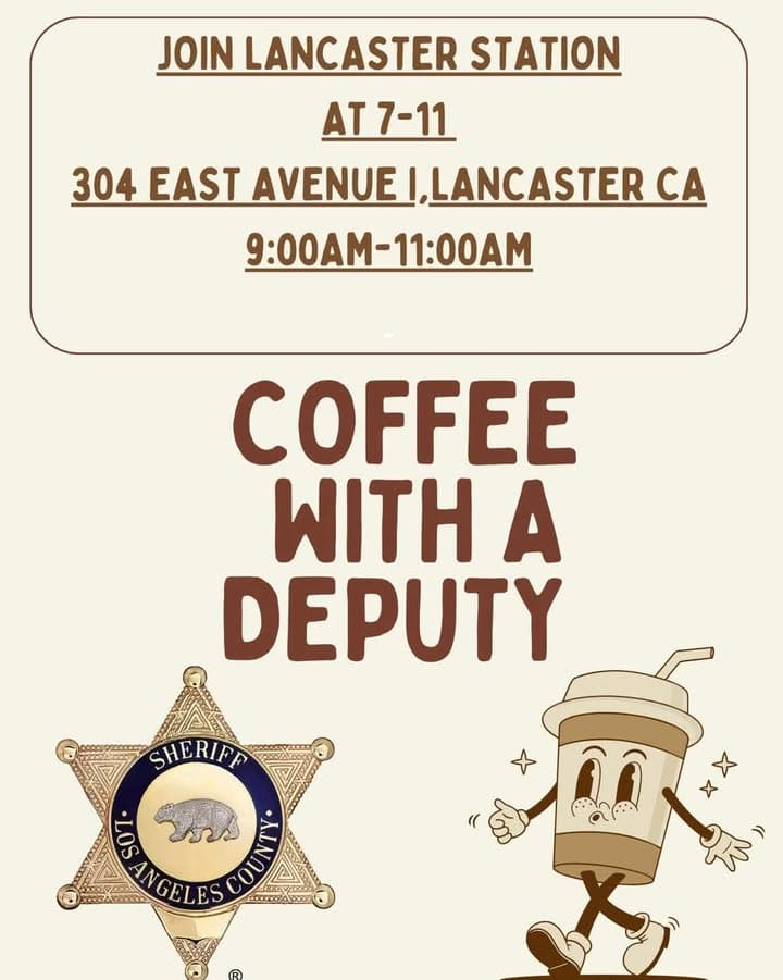 🚨 Join Lancaster Sheriff's Station for Coffee with a Deputy! ☕👮‍♂️ Come...