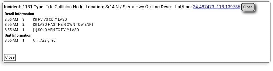 11-82....northbound 14 at Sierra Highway.....solo LASD patrol car spin out....LASD has tow...