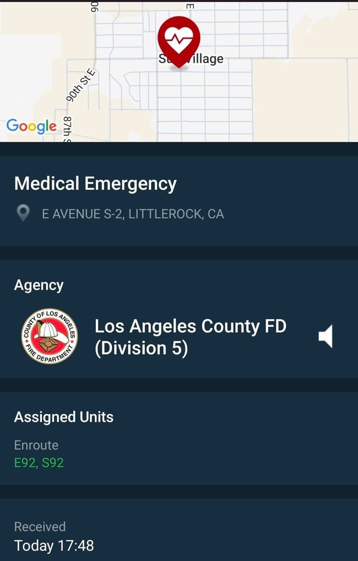 902R....9700 Block of Avenue S-2....baby not breathing....sheriff and FD enroute code 3...
