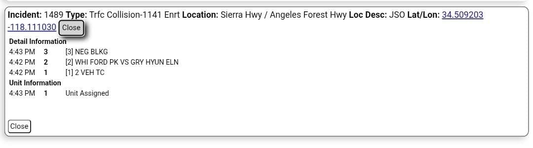 11-79....Sierra and Angeles Forest....two vehicle collsion....CHP and FD enroute code 3