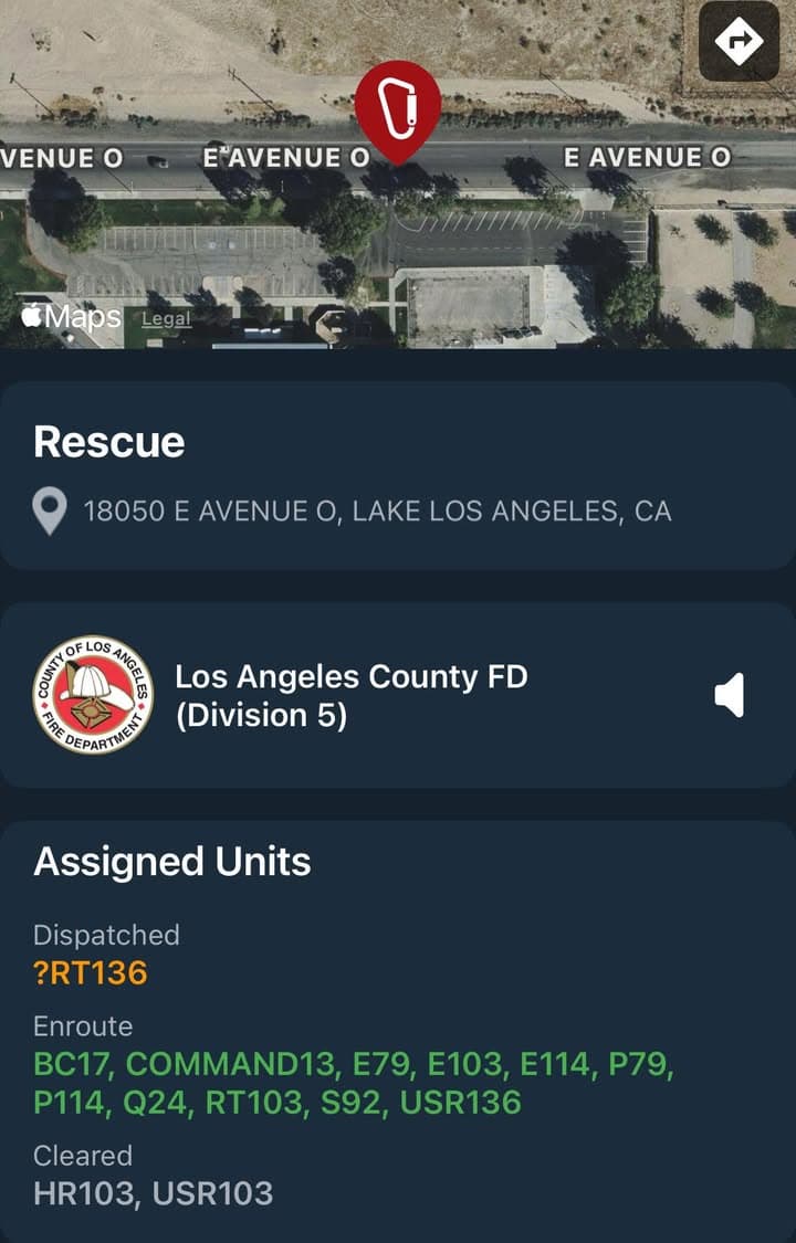 Rescue…18050 E. Avenue O (San Gabriel Elementary School)…child trapped in playground equipment…FD...