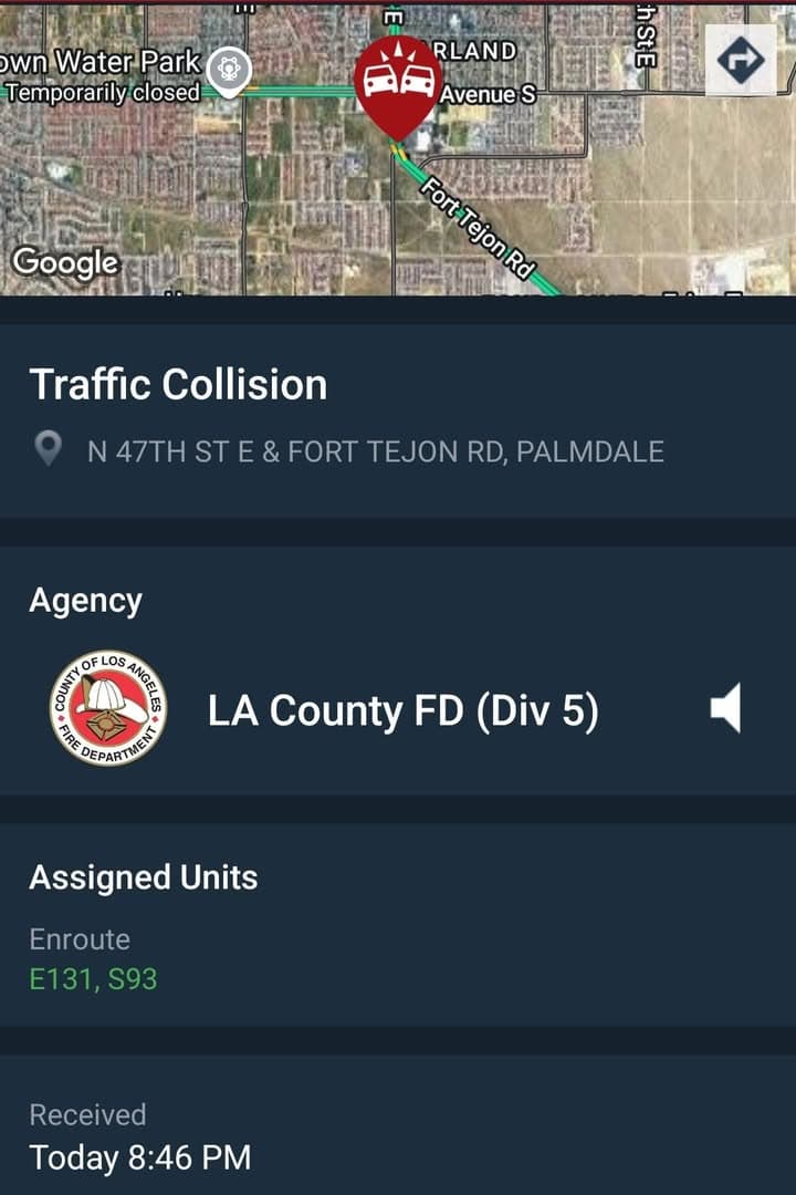 902T/902R....47th Street East and Ft Tejon....two vehicle collision by Jack In The...