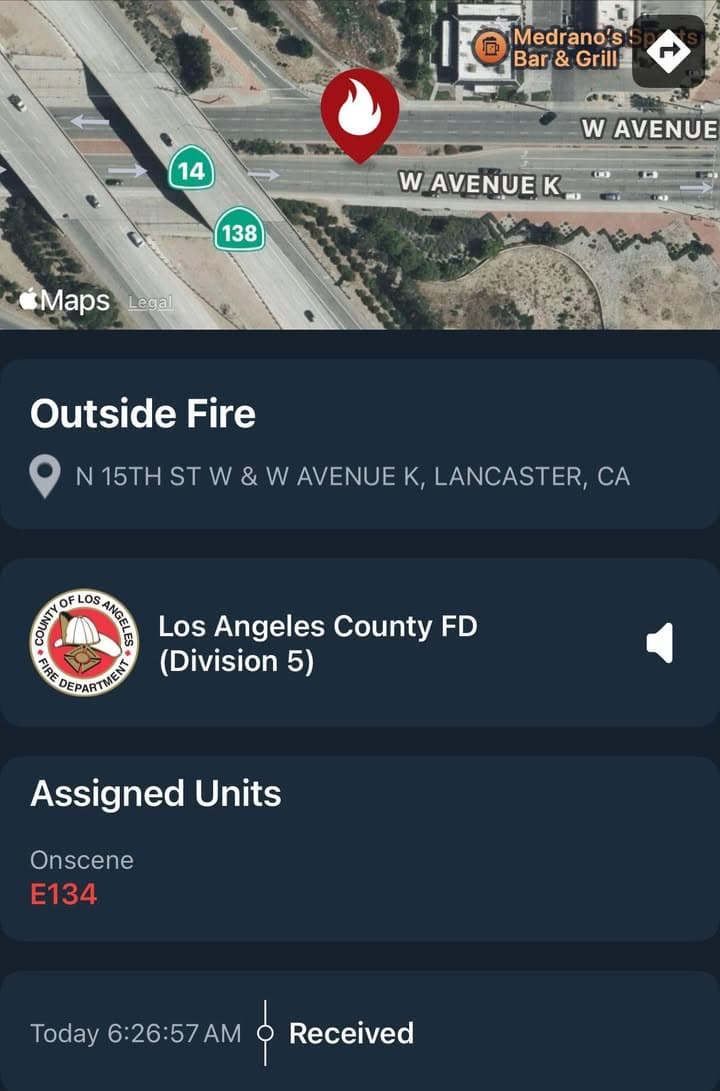 904…15th Street West snd Avenue K (Medrano’s)…fire behind business…Sheriff and FD enroute...