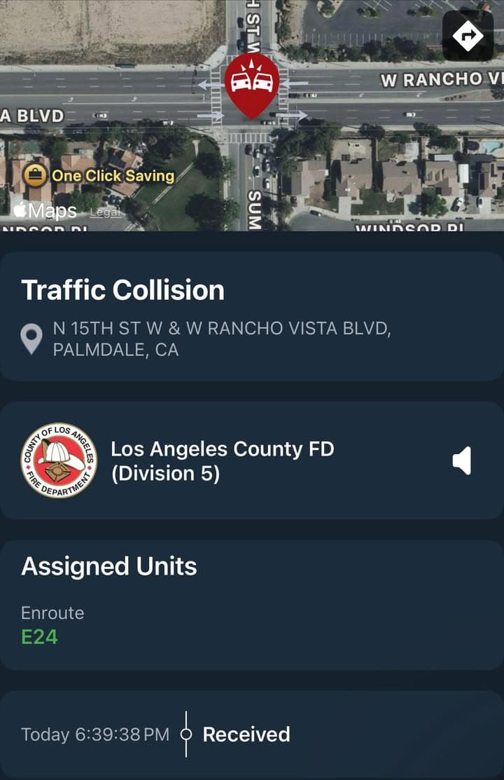 901T/902R…15th Street West and Rancho Vista Blvd…2 vehicle traffic collision…black Hyundai vs...