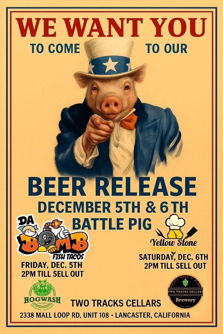 Come one, come all! A collaboration between Two Tracks Cellars and Hogwash...