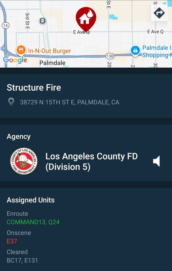 904S....15th Street East and Avenue Q....reported structure fire....sheriff and FD enroute code...
