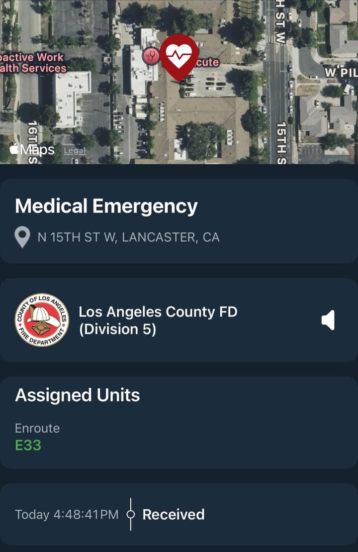 902R…44445 15th Street West (Mirage Post Acute Care)…male, 58, full arrest, CPR...