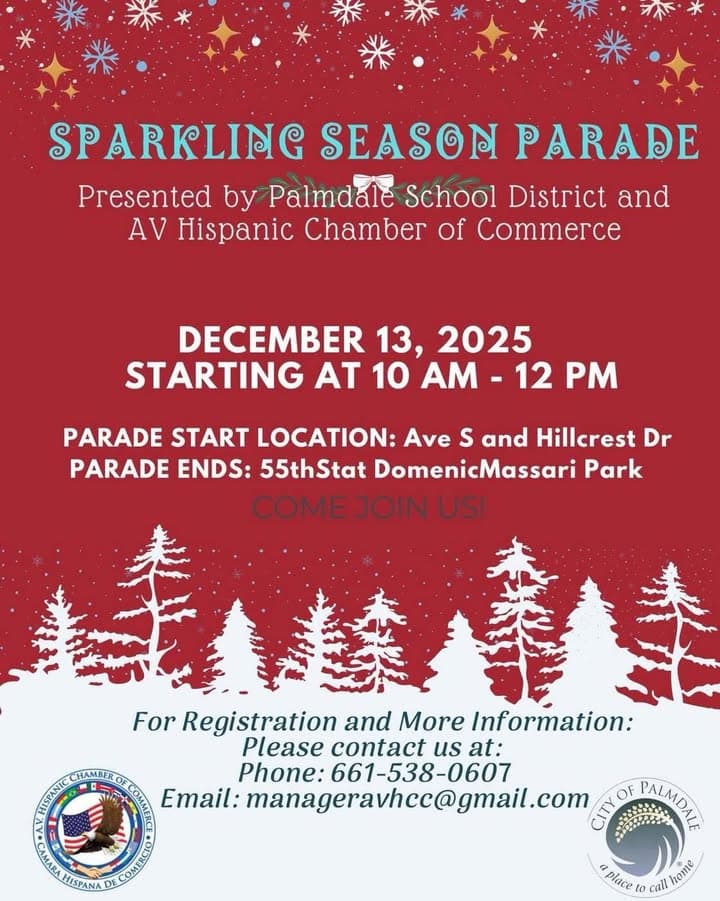 Happening today! Don’t miss the Palmdale Christmas parade! 🎄 Palmdale Sparkling Season...