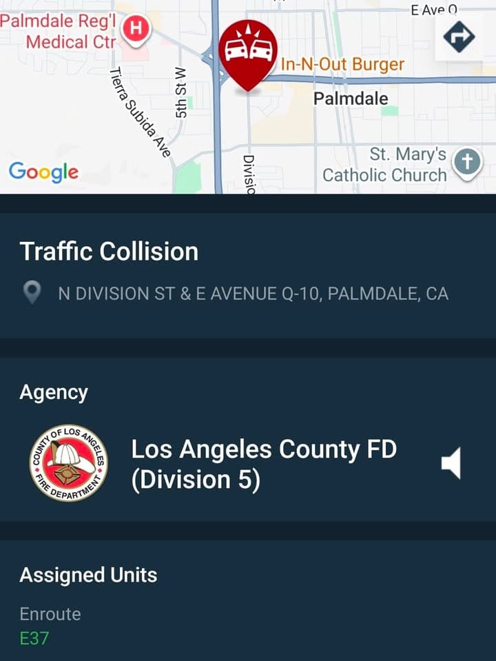 902T/902R....Division Street and Avenue Q-10....two vehicle collision....sheriff and FD enroute code 3...