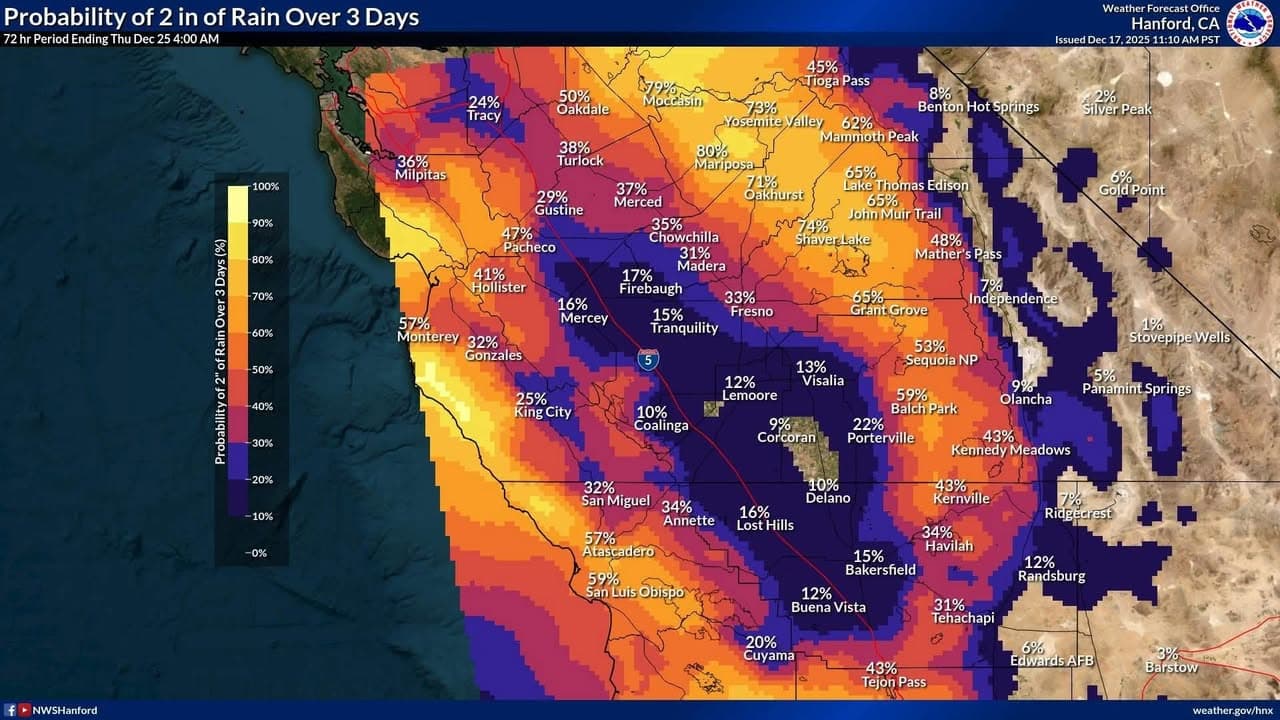 For anyone planning on traveling for Christmas Moderate Risk (40%-60%) for Heavy...