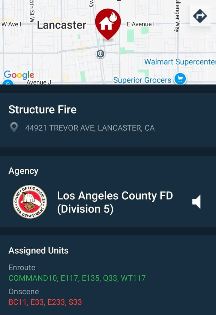 904S....Spearman and Lancaster Boulevard....house fire reported....sheriff and FD enroute code 3 UPDATE:...