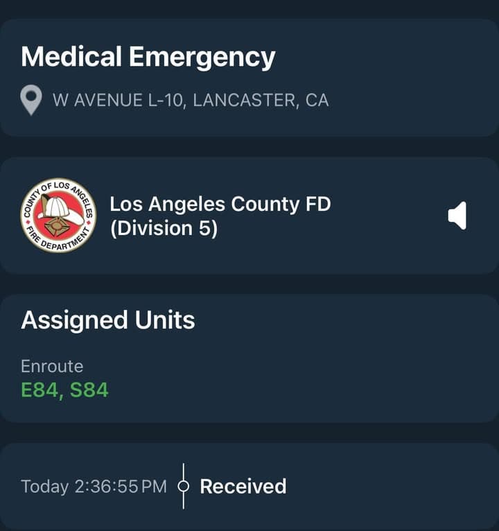 902R…3500 block W. Avenue L10…male, 70, full arrest…patient unresponsive, CPR in progress…Sheriff...