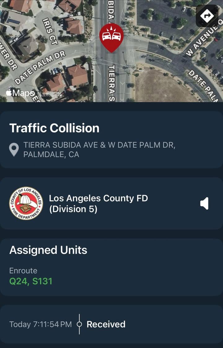 901T/902R…Tierra Subida and Datepalm Drive…solo vehicle traffic collision…white SUV with air bags...