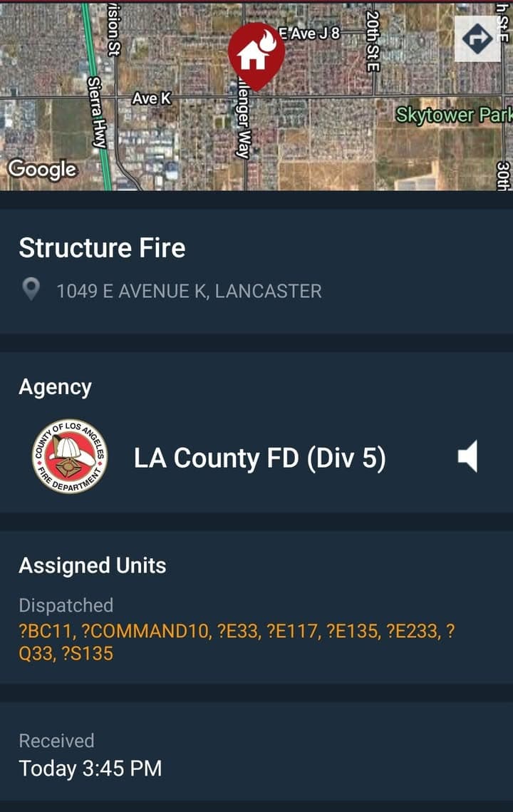 904A.....Challenger Way and Avenue K....vehicle on fire....sheriff and FD enroute code 3...