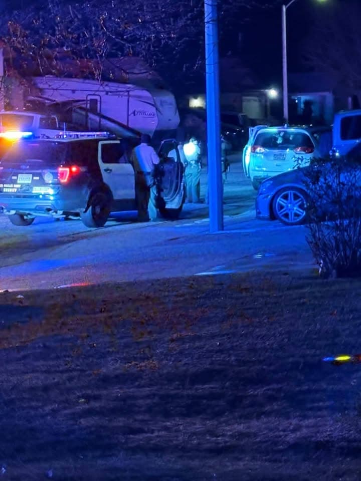 Deputies detaining a 422 (crimal threats) suspect vehicle at gunpoint in the...