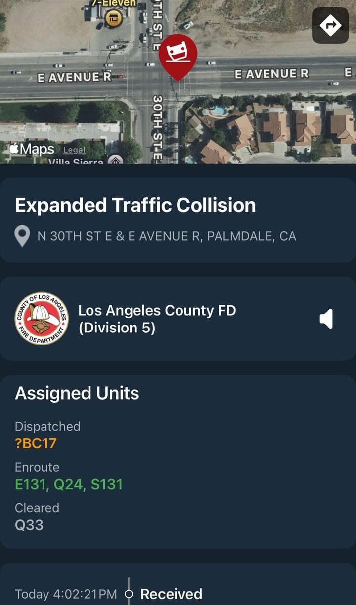 902T/902R…30th Street East and Avenue R…2 vehicle traffic collision with possible entrapment…Sheriff...