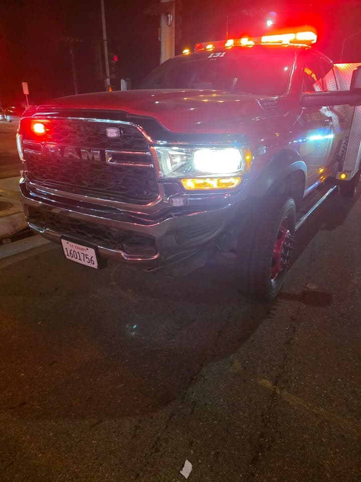 Photos from vehicle vs LACoFD squad on Sierra Highway and Avenue S...