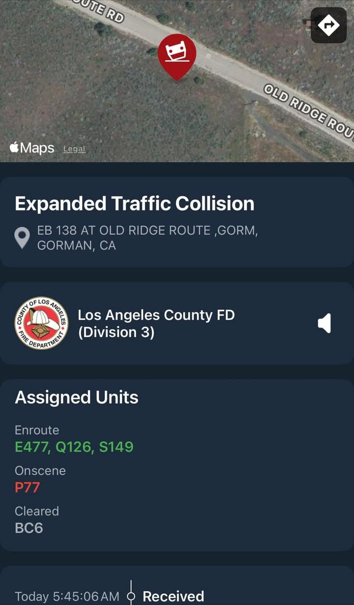 11-79…EB Highway 138 and Old Ridge Route Rd…2 pick ups and a...