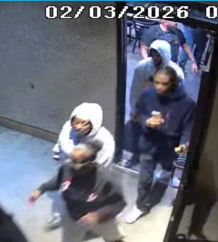 Suspects from last night's assault on an employee at Happy Hours AV...
