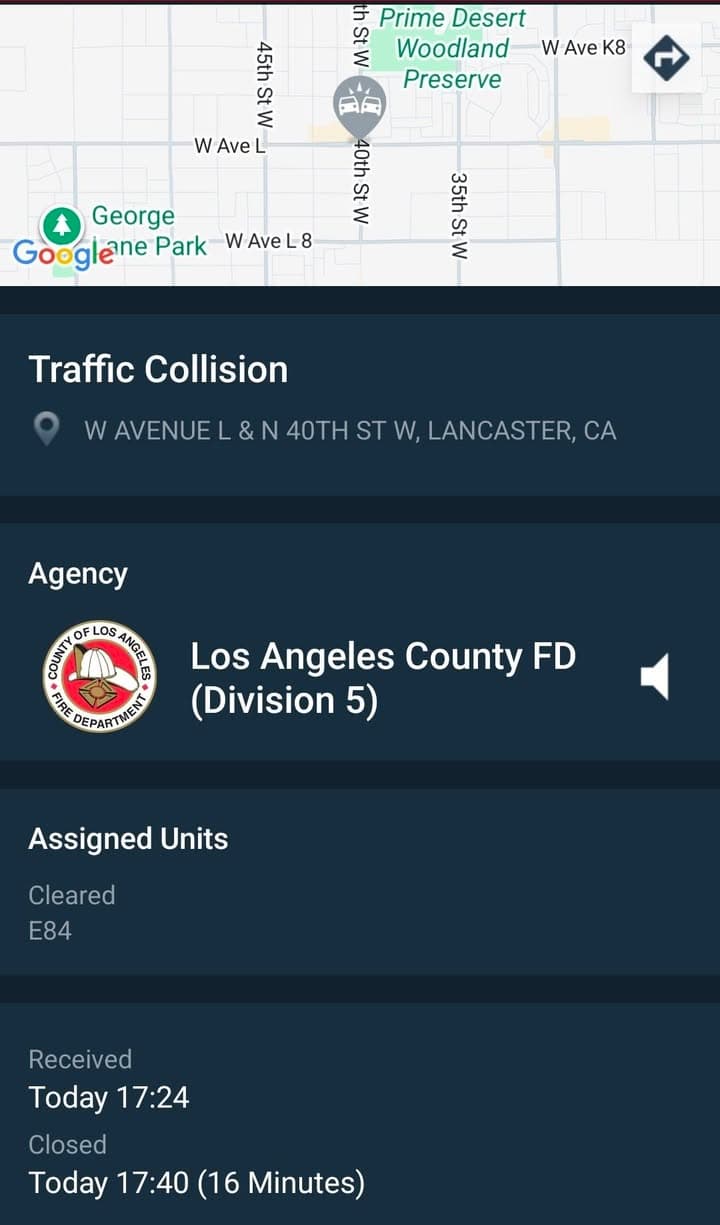 902T/902R....Avenue L and 40th Street West....two vehicle collsion....sheriff and FD enroute code...