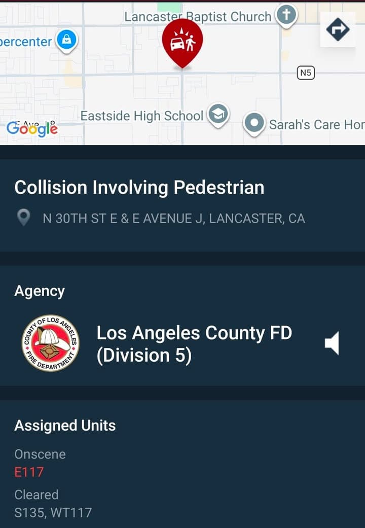 902T/902R....30th Street East and Avenue J....vehicle vs pedestrian....sheriff and FD enroute code...
