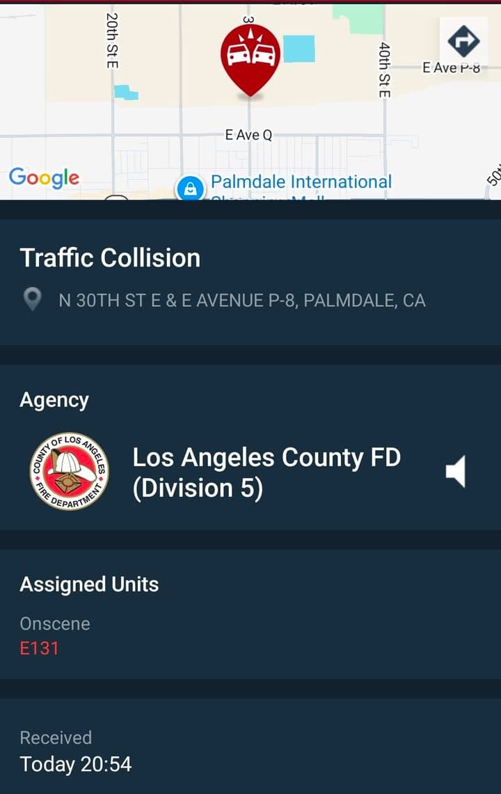 902T/902R....30th Street East and Avenue P-8....two vehicle collsion....sheriff and FD enroute code...
