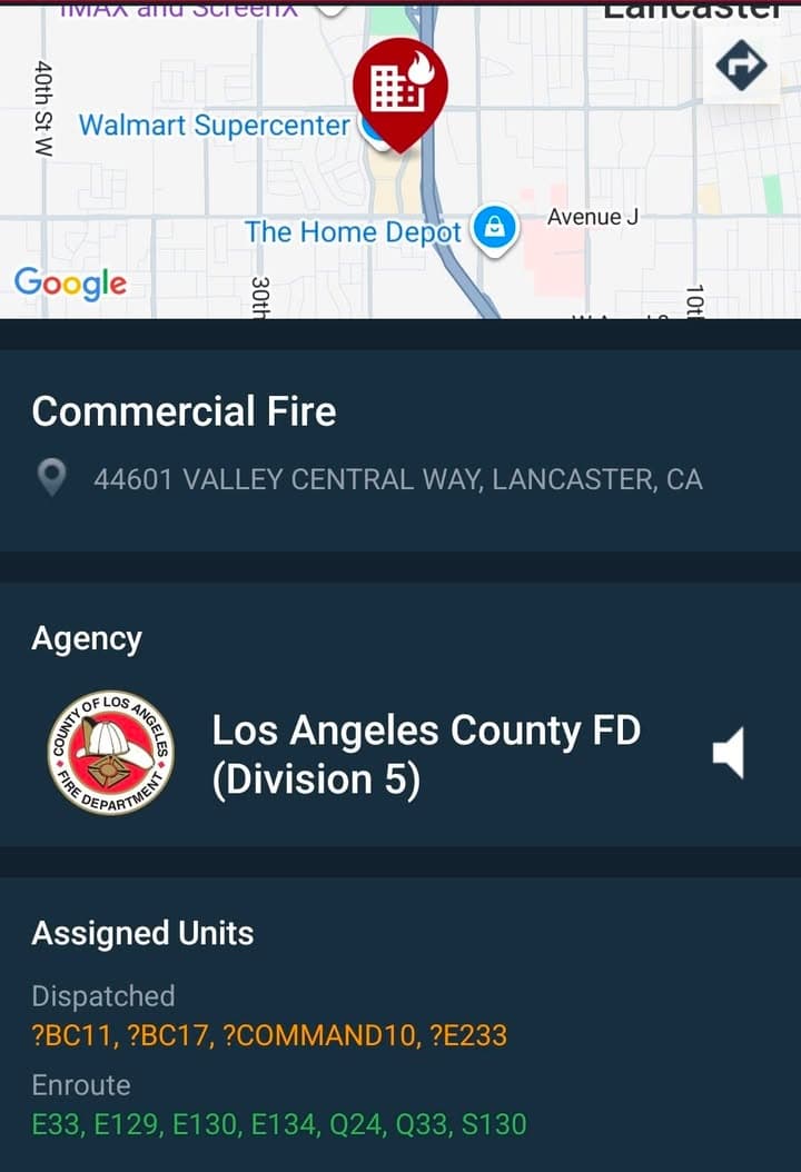 Reported structure fire at 44601 Valley Centeral Way at Dollar Tree....possible building...
