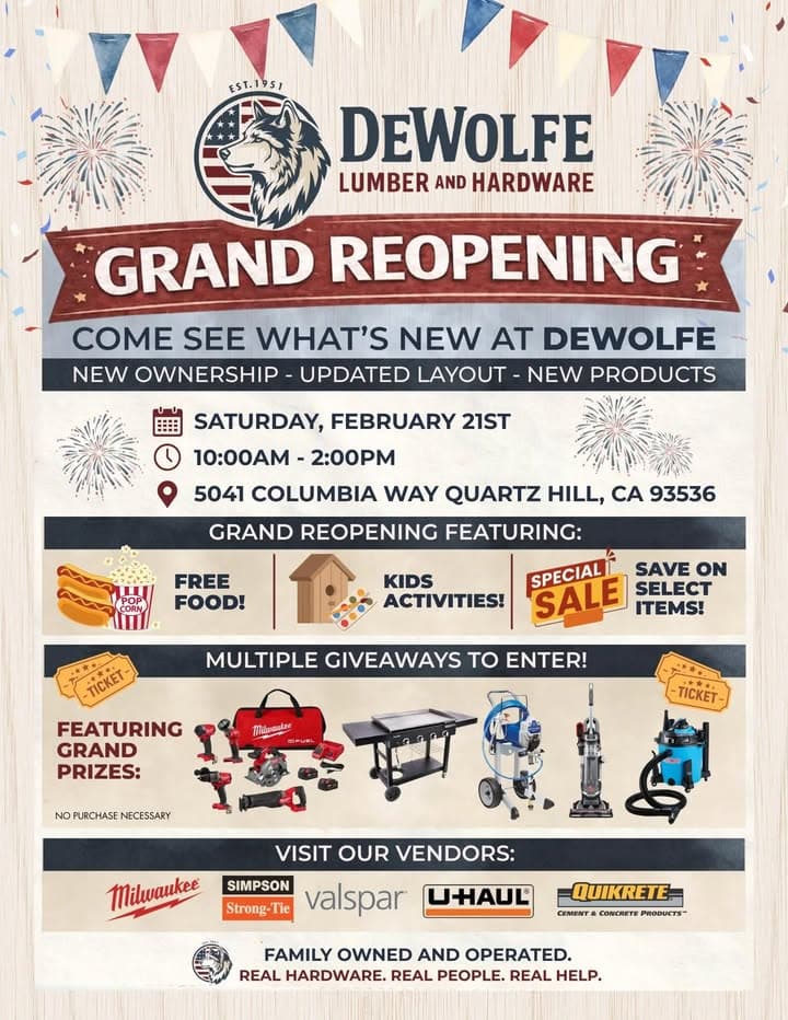 DeWolfe Lumber & Hardware is ready to welcome the community back. Join...