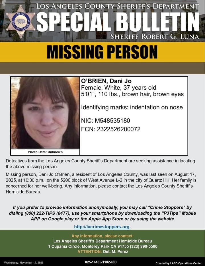 #LASD is Asking for the Public's Help Locating Missing Person, Dani Jo...