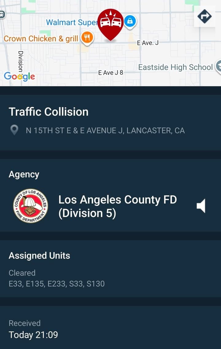 902T/902R....15th Street East and Avenue J.....vehicle vs wall....sheriff and FD enroute code...