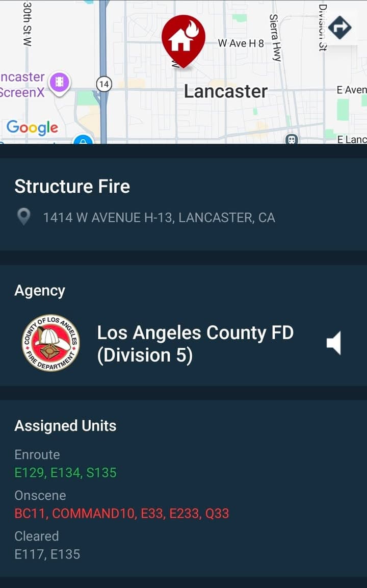 904S....15th Street West and Avenue H-13....house on fire.....all occupants outside....sheriff and FD...