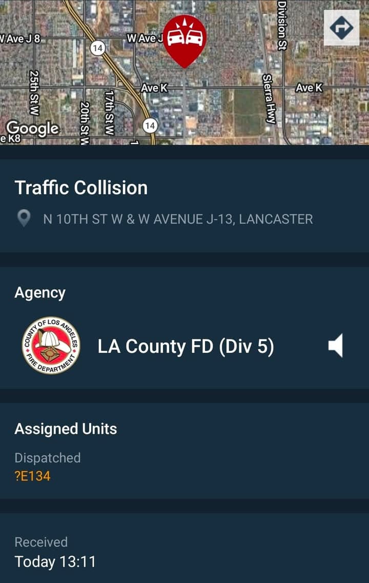 902T/902R....10th Street West and Avenue J-13....three vehicle collision.....sheriff and FD enroute code...