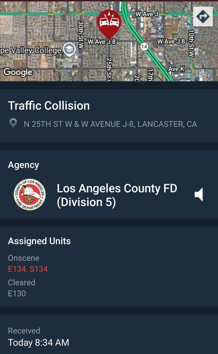 902T/902R....25th Street West and Avenue J-8....three vehicle collision....sheriff and FD enroute code...