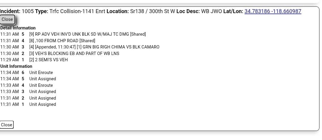 11-79.....Highway 138 at 300th Street West....two semis vs sedan, sedan has major...