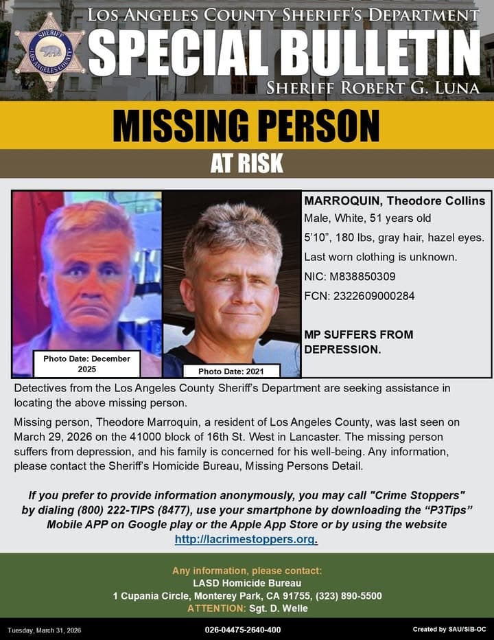 #LASD is Asking for the Public's Help Locating At-Risk Missing Person, Theodore...
