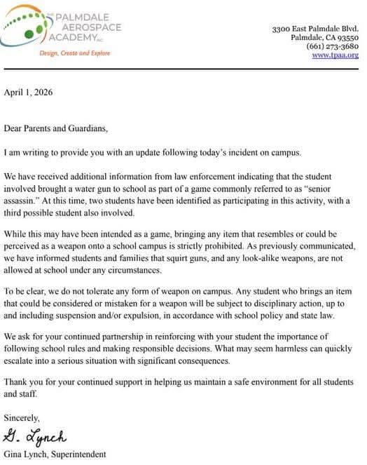 Update from Palmdale Aerospace Academy