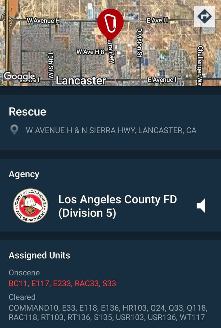 Deputies, CHP, and LACoFD responded to Sierra Highway and Avenue H for...